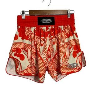 WarriorWrld Kickboxing Shorts MMA Fighter Muay Thai Sz S Koi Fish Orange